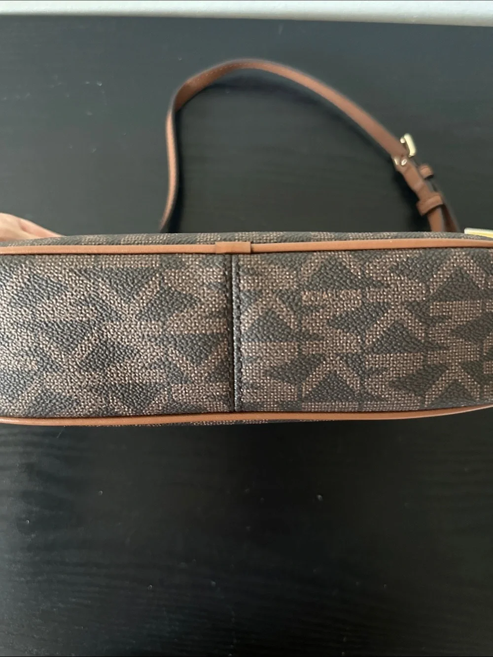 Michael Kors Chocolate Brown Logo Shoulder Bag with Gold Hardware